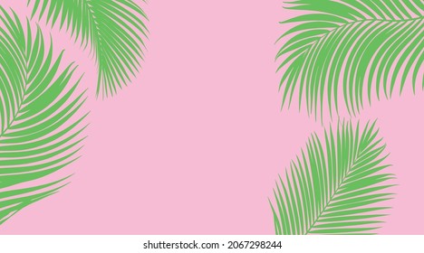 Hojas de palmeras. Patrón sin foco. Fondo rosa vectorial.
