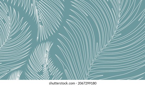 Palm tree leaves. Seamless pattern. Vector background.