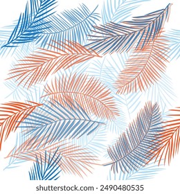 Palm tree leaves seamless pattern vector. Tropical leaves summer illustration background.