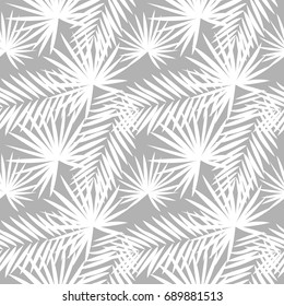 Palm tree leaves. Seamless pattern. Vector background.