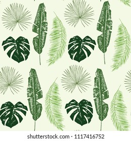 Palm Tree Leaves Pattern Stock Vector (Royalty Free) 542546059