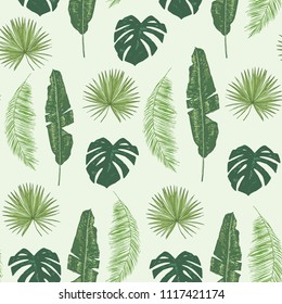 palm tree leaves seamless vector pattern