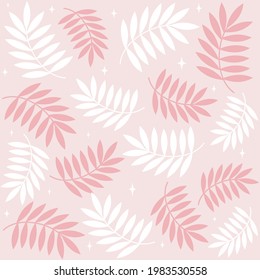 Palm tree leaves and stars cute seamless vector pattern background illustration	