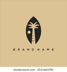 palm tree in leaves with sun logo vector