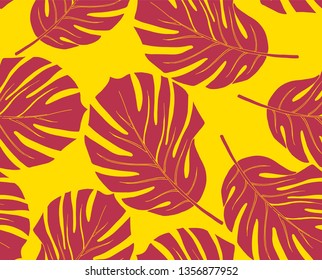 Palm tree leaves. Tropical design. Seamless pattern vector. For decoration, poster, warpping and print.