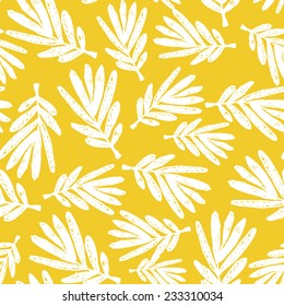 Palm tree leaves. Tropical vector seamless pattern.