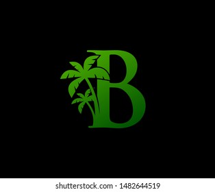 Palm Tree and Letter B Logo Icon Vector Design.
