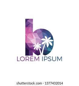 Palm tree and letter B vector logo design. Travel and beach sign logo concept.