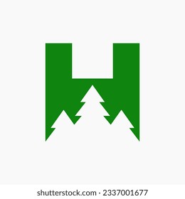 Palm Tree In Letter H For Holiday Rentals, Travel Service, Tropical Spa Symbol