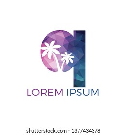 Palm tree and letter Q vector logo design. Travel and beach sign logo concept.