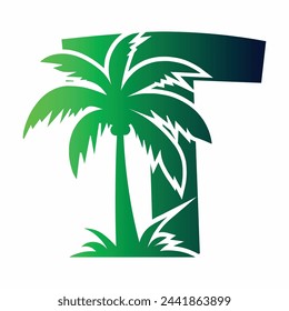Palme und Buchstabe T Logo Icon Vector Design.