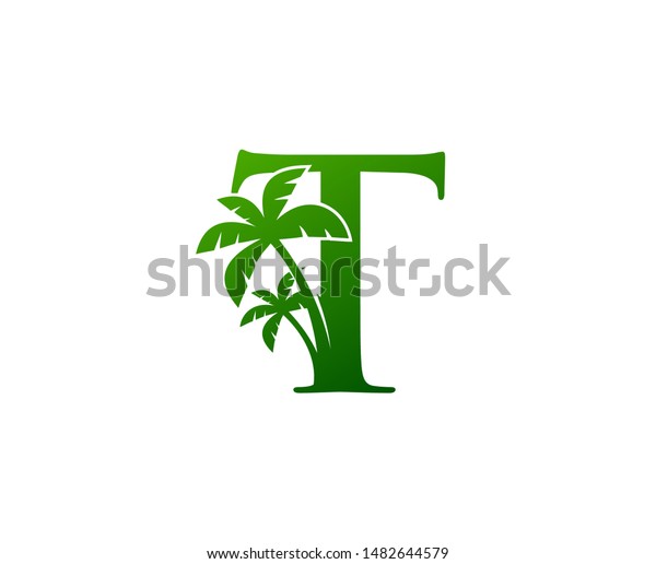 Palm Tree Letter T Logo Icon Stock 