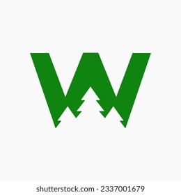 Palm Tree In Letter W For Holiday Rentals, Travel Service, Tropical Spa Symbol