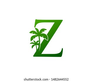 Palm Tree and Letter Z Logo Icon Vector Design.
