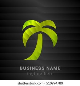 Palm Tree Lime Green and Black silk fashion premium icon / Logo