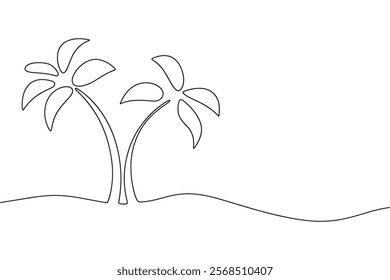 palm tree line art. continuous line tropical tree