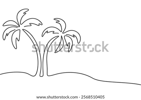 palm tree line art. continuous line tropical tree