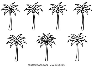 Ilustración del arte de la línea de la palmera para la decoración del verano (4)