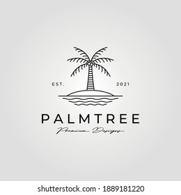 palm tree line art logo minimalist vector symbol illustration design