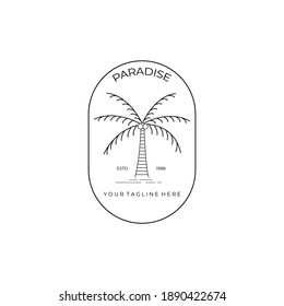 palm tree line art logo minimalist vector symbol illustration design