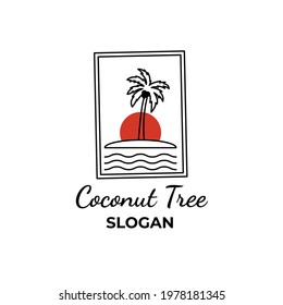 palm tree line art logo minimalist vector symbol illustration design