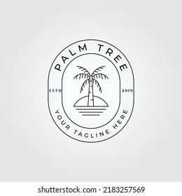 palm tree line art logo, icon and symbol, with emblem vector illustration design
