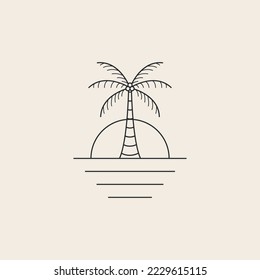 palm tree line art logo vector symbol illustration design