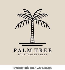 Logotipo de arte de la línea de árbol de palma, icono y símbolo, diseño de ilustración vectorial