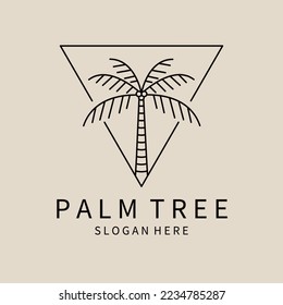 Palm tree line art logo, icon and symbol, vector illustration design