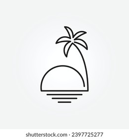palm tree line art logo vector illustration template design