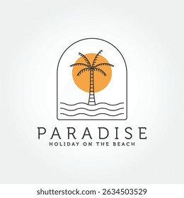 Palm tree line art minimalist logo design template flat vector