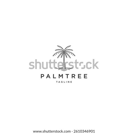 Palm tree line art minimalist logo design template flat vector