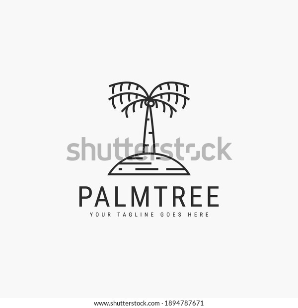 Palm Tree Line Art Minimalist Logo Stock Vector (royalty Free 