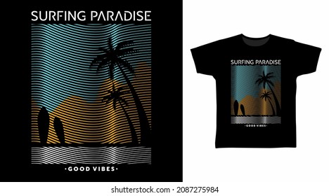 Palm tree line art tee design concept