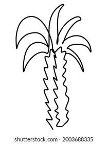 Arte de línea de árbol de palma, ilustración vectorial. Árbol tropical exótico, una línea.