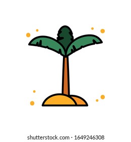 Palm tree line and fill style icon design, Beach summer vacation tropical relaxation outdoor nature tourism relax lifestyle and paradise theme Vector illustration