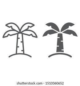 Palm tree line and glyph icon, nature and plant, tropical tree sign, vector graphics, a linear pattern on a white background, eps 10.