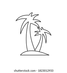 Icono de la línea del árbol de palmas. vector de plantilla de diseño