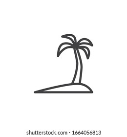 Palm tree line icon. linear style sign for mobile concept and web design. Tropical island and palm tree outline vector icon. Symbol, logo illustration. Vector graphics