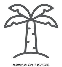 Palm tree line icon, nature and plant, tropical tree sign, vector graphics, a linear pattern on a white background, eps 10.