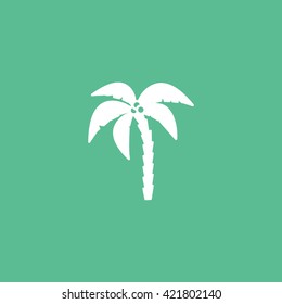 Palm Tree Line Icon On Green Background