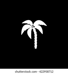 Palm Tree Line Icon On Black Background