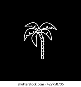 Palm Tree Line Icon On Black Background