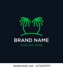Palm tree line logo design template - vector