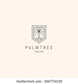 Palm tree line logo template