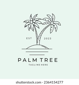 palm tree line logo vector, nature palm simple design
