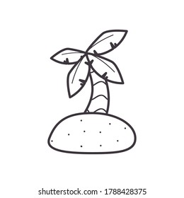 Diseño de iconos con estilo de línea de palmera, vacaciones de verano en la playa relajación tropical al aire libre turismo relajación estilo de vida y tema del paraíso Ilustración vectorial