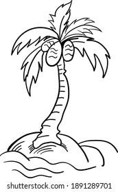 Palm tree line vector illustration 