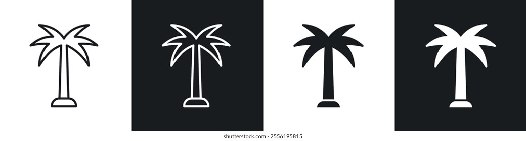 Palm tree linear icon set for app, and web design.