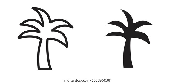 Palm tree liner icon vector set.